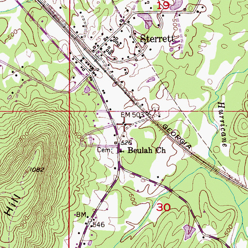 Topographic Map of Sterrett Elementary School (historical), AL
