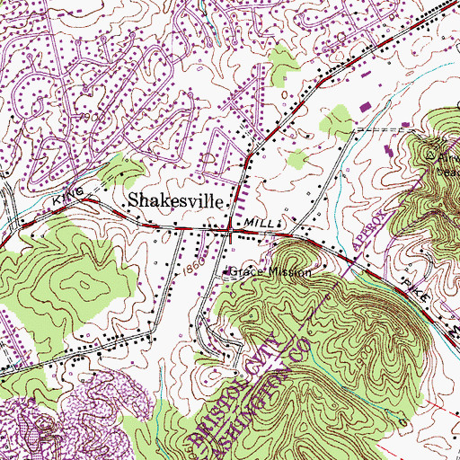 Topographic Map of Shakesville, VA
