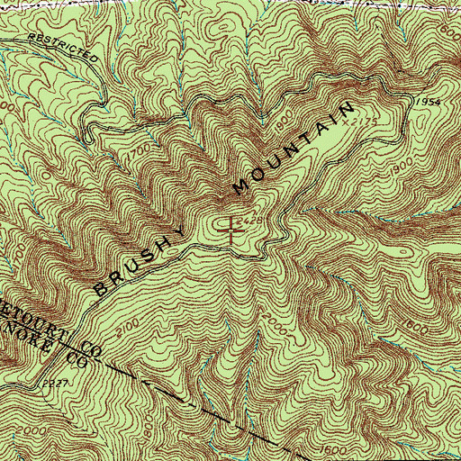 Topographic Map of Brushy Mountain, VA