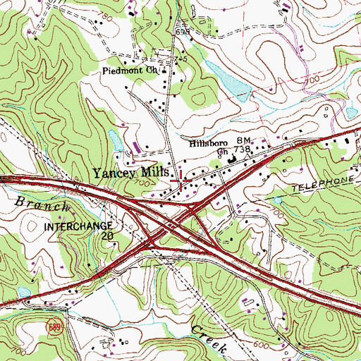 Topographic Map of Yancey Mills, VA