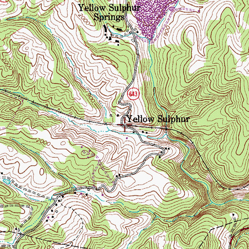 Topographic Map of Yellow Sulphur, VA