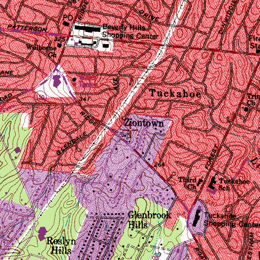 Topographic Map of Ziontown, VA