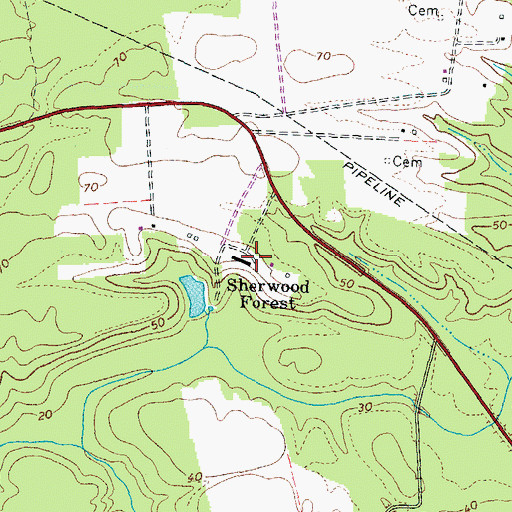 Topographic Map of Sherwood Forest, VA