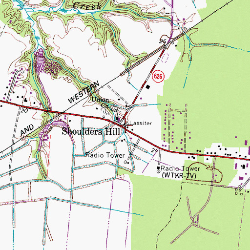 Topographic Map of Shoulders Hill, VA