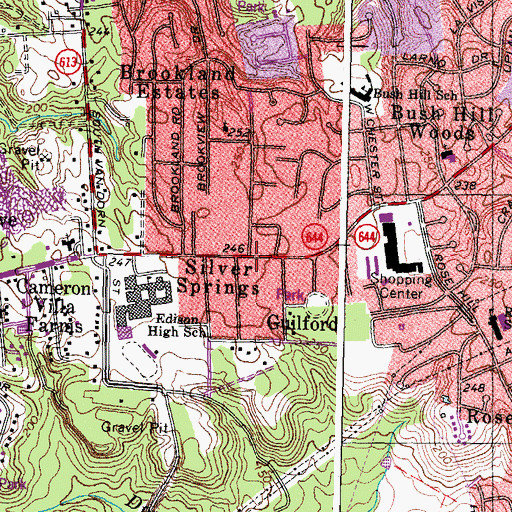 Topographic Map of Silver Springs, VA