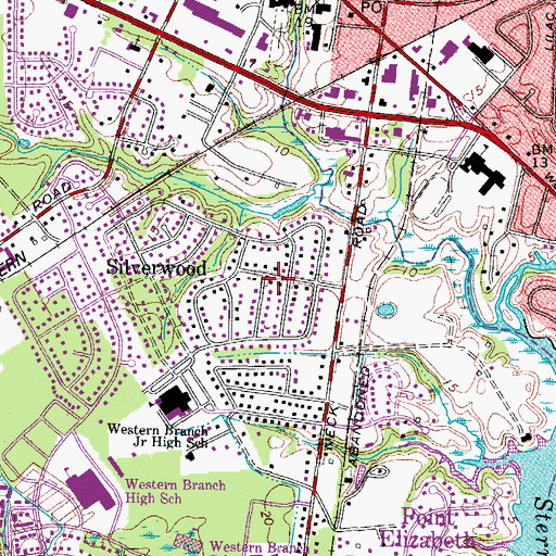 Topographic Map of Silverwood, VA