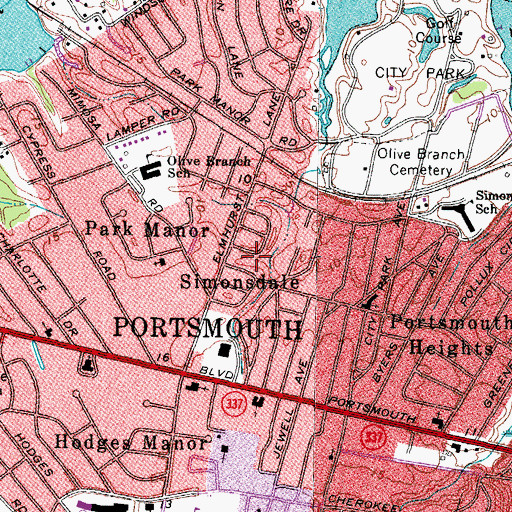 Topographic Map of Simonsdale, VA