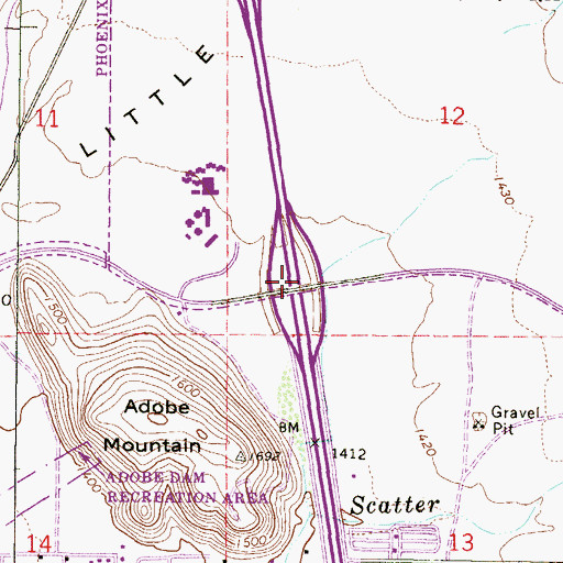 Topographic Map of Pinnacle Peak Interchange, AZ