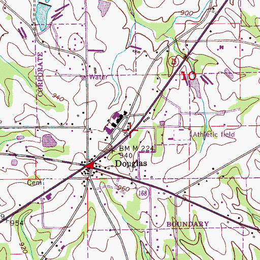 Topographic Map of Douglas Methodist Church, AL