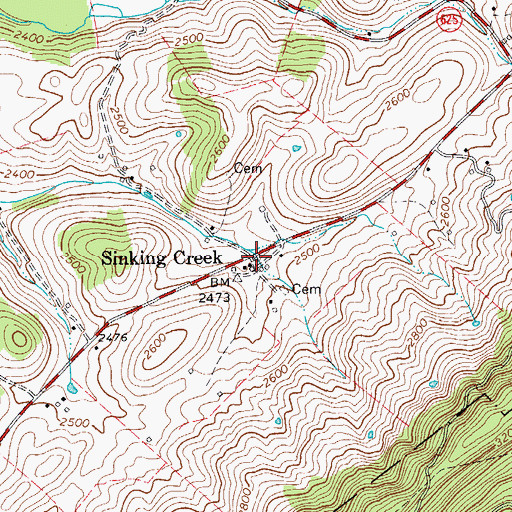 Topographic Map of Sinking Creek, VA