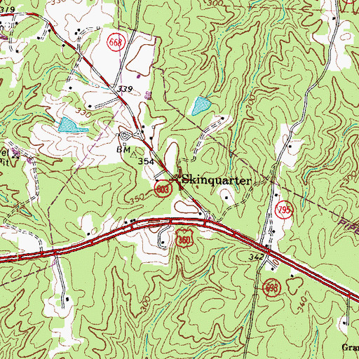 Topographic Map of Skinquarter, VA