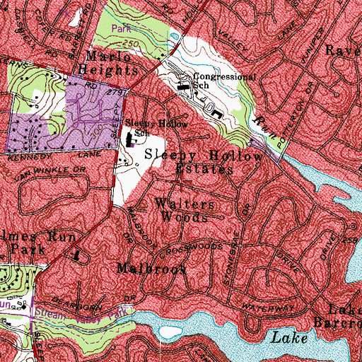 Topographic Map of Sleepy Hollow Estates, VA