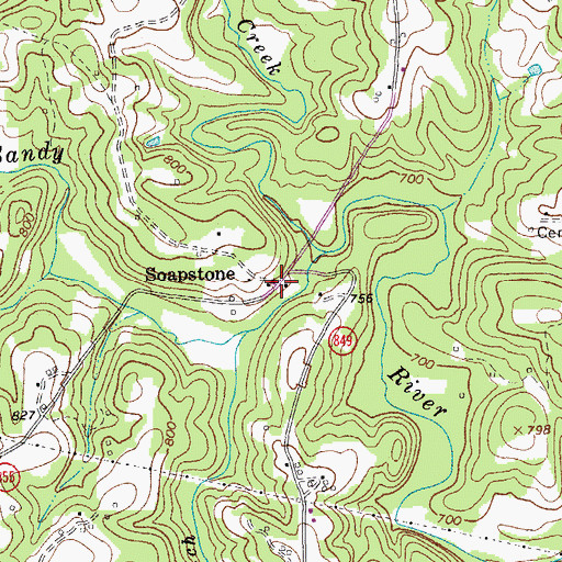 Topographic Map of Soapstone, VA