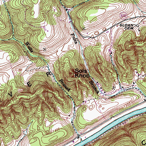 Topographic Map of Sols Knob, VA