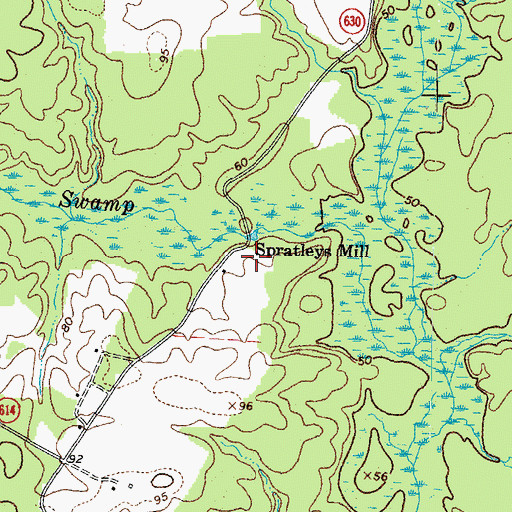 Topographic Map of Spratleys Mill, VA