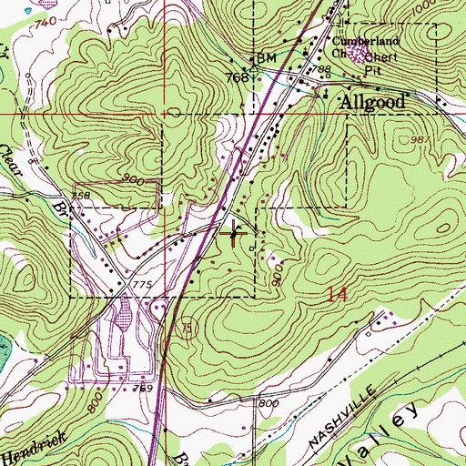 Topographic Map of Allgood School, AL