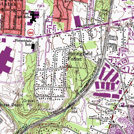 Topographic Map of Springfield Forest, VA