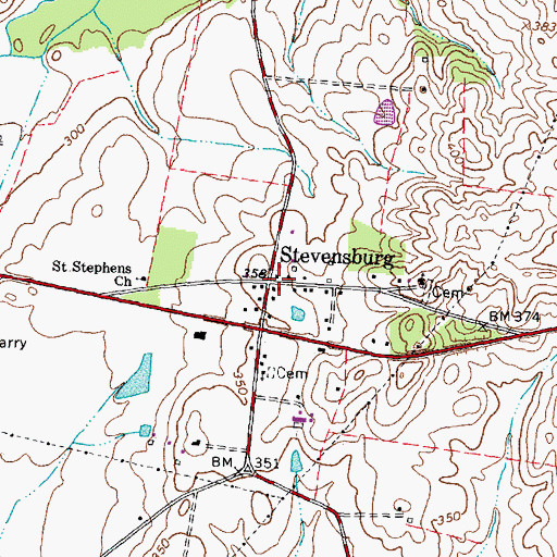 Topographic Map of Stevensburg, VA