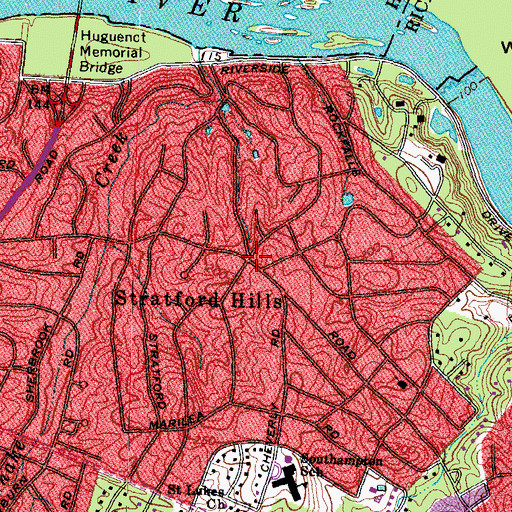Topographic Map of Stratford Hills, VA