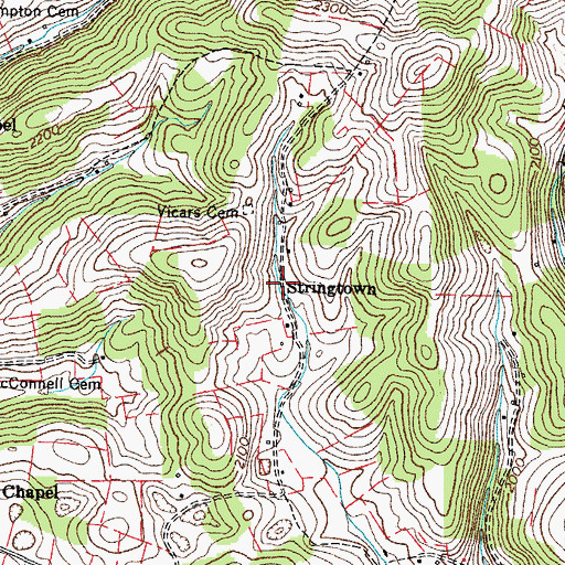 Topographic Map of Stringtown, VA