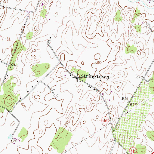 Topographic Map of Stringtown, VA
