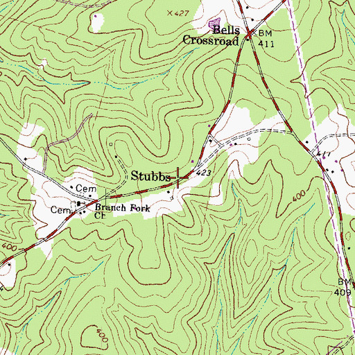 Topographic Map of Stubbs, VA
