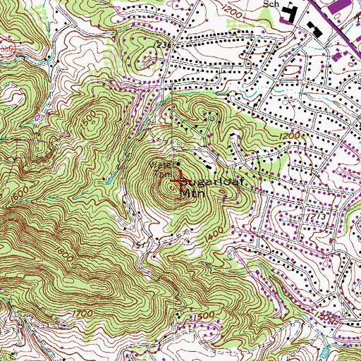 Topographic Map of Sugarloaf Mountain, VA