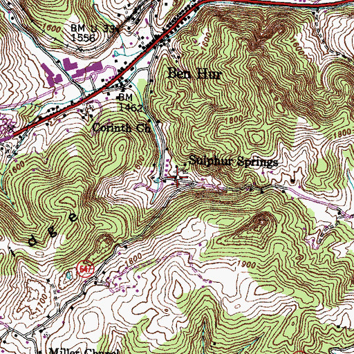 Topographic Map of Sulphur Springs, VA