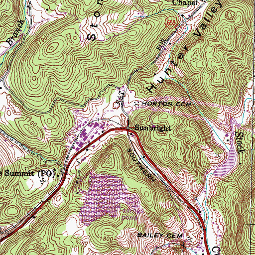 Topographic Map of Sunbright, VA