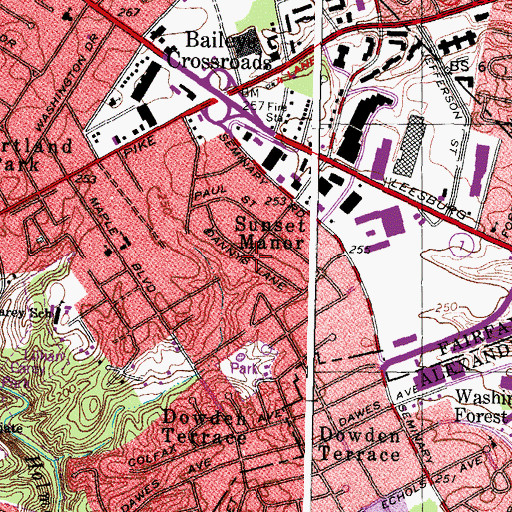 Topographic Map of Sunset Manor, VA