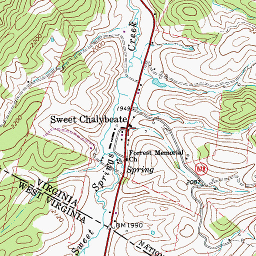 Topographic Map of Sweet Chalybeate, VA