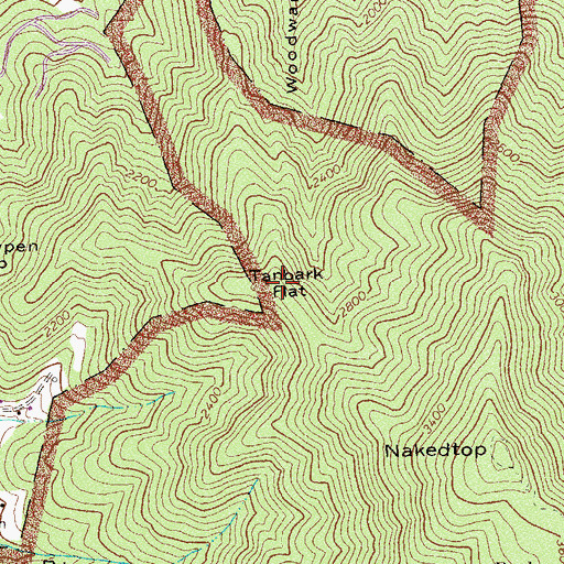 Topographic Map of Tanbark Flat, VA