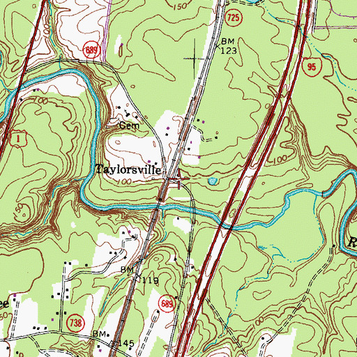 Topographic Map of Taylorsville, VA