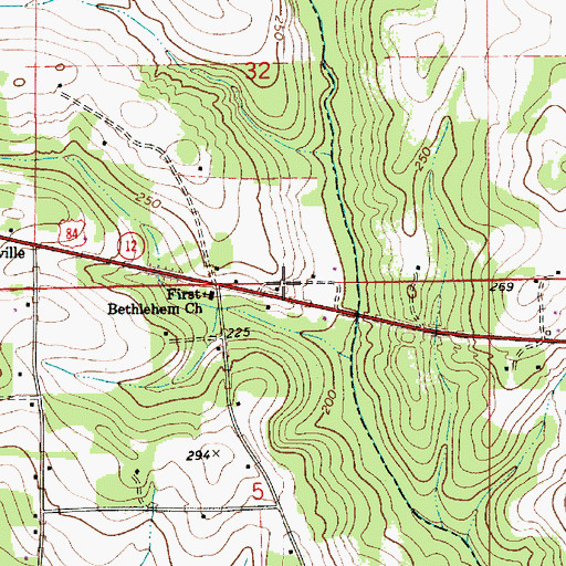 Topographic Map of Center Hill School (historical), AL