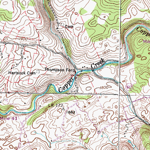 Topographic Map of Thompson Ford, VA
