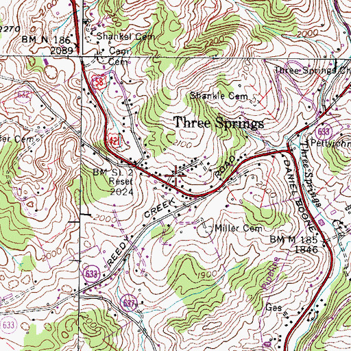 Topographic Map of Three Springs, VA