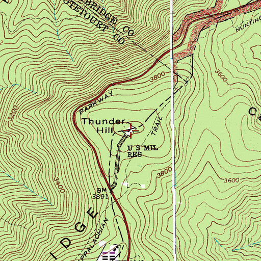 Topographic Map of Thunder Hill, VA
