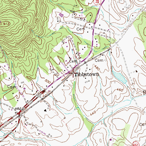Topographic Map of Tibbstown, VA