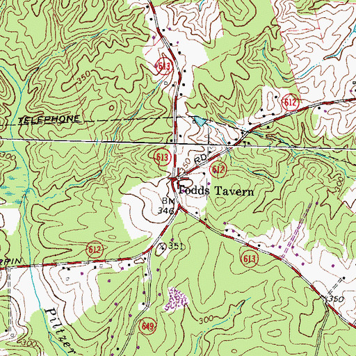 Topographic Map of Todds Tavern, VA