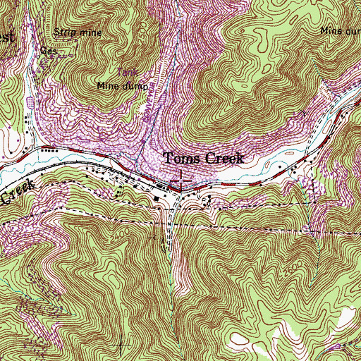 Topographic Map of Toms Creek, VA