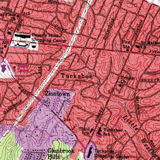 Topographic Map of Tuckahoe, VA