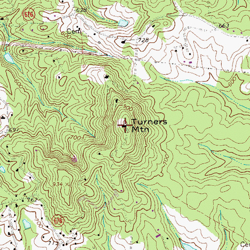 Topographic Map of Turners Mountain, VA