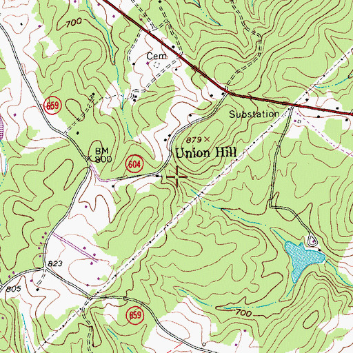 Topographic Map of Union Hill, VA