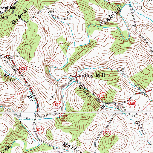 Topographic Map of Valley Mill, VA