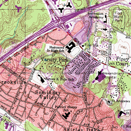 Topographic Map of Varsity Park, VA