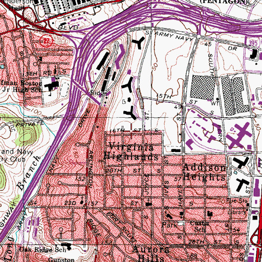 Topographic Map of Virginia Highlands, VA