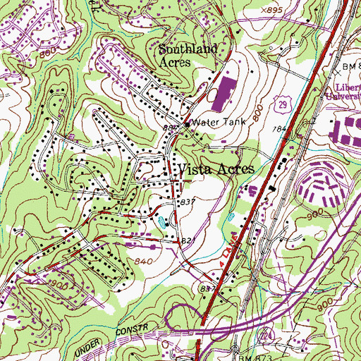 Topographic Map of Vista Acres, VA