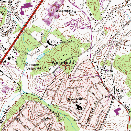 Topographic Map of Wakefield, VA