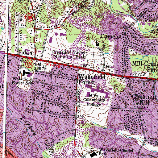Topographic Map of Wakefield Forest, VA