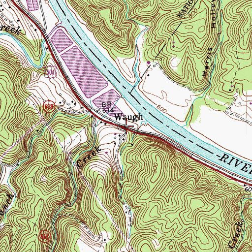 Topographic Map of Waugh, VA